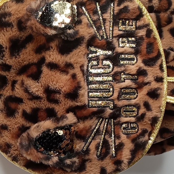 Juicy Couture -Faux Fur Cheetah Backpack w/Gold Sequins - Brown Tan Gold - Picture 4 of 11